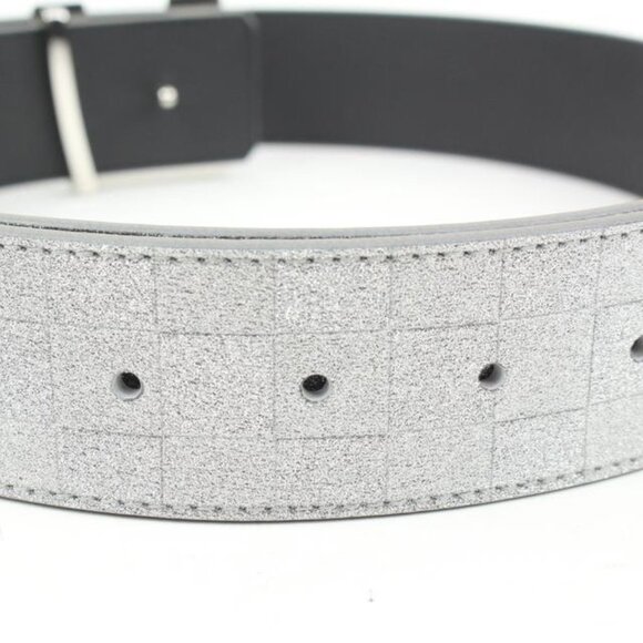 Louis Vuitton Glitter Silver Damier LV Pyramide 40mm Belt 37LV128S
